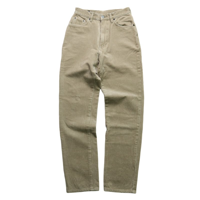 Something Made in Japan Khaki Chunky Corduroy Pants - กางเกงขายาว - วัสดุอื่นๆ สีกากี