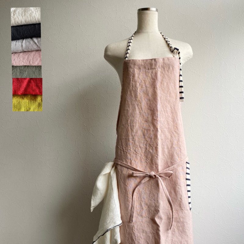 カラフルリネンの大人エプロン　7色 - 圍裙 - 棉．麻 多色