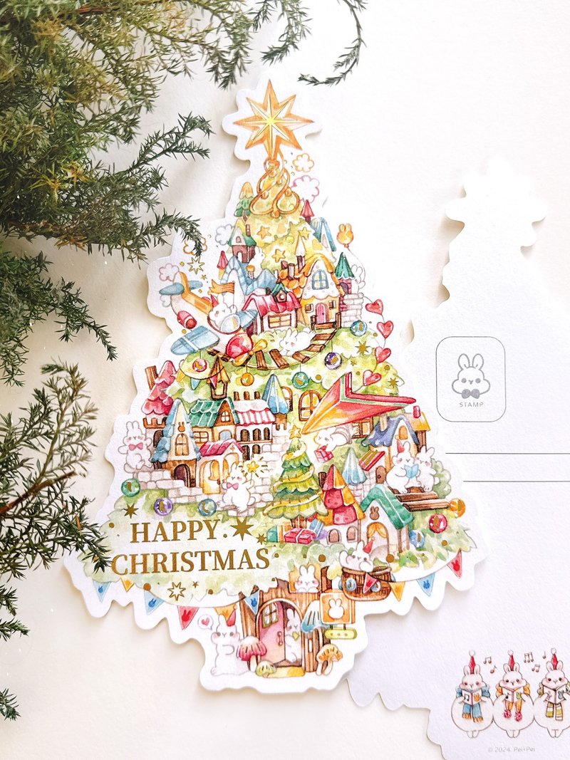 Christmas tree house - Styling hot stamping card - การ์ด/โปสการ์ด - กระดาษ 