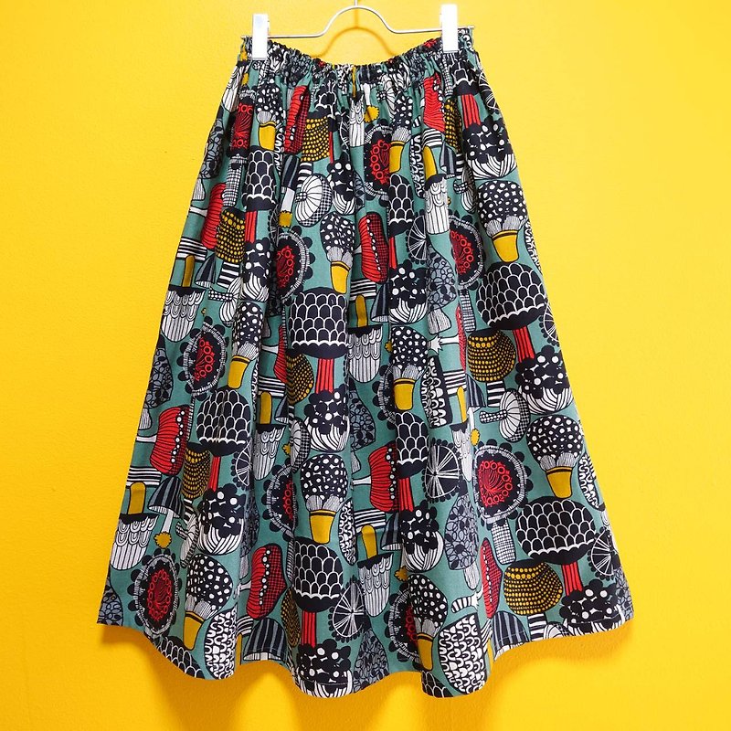きのこスカート 日本製 ハンドメイド mushroom Free size - スカート - コットン・麻 グリーン