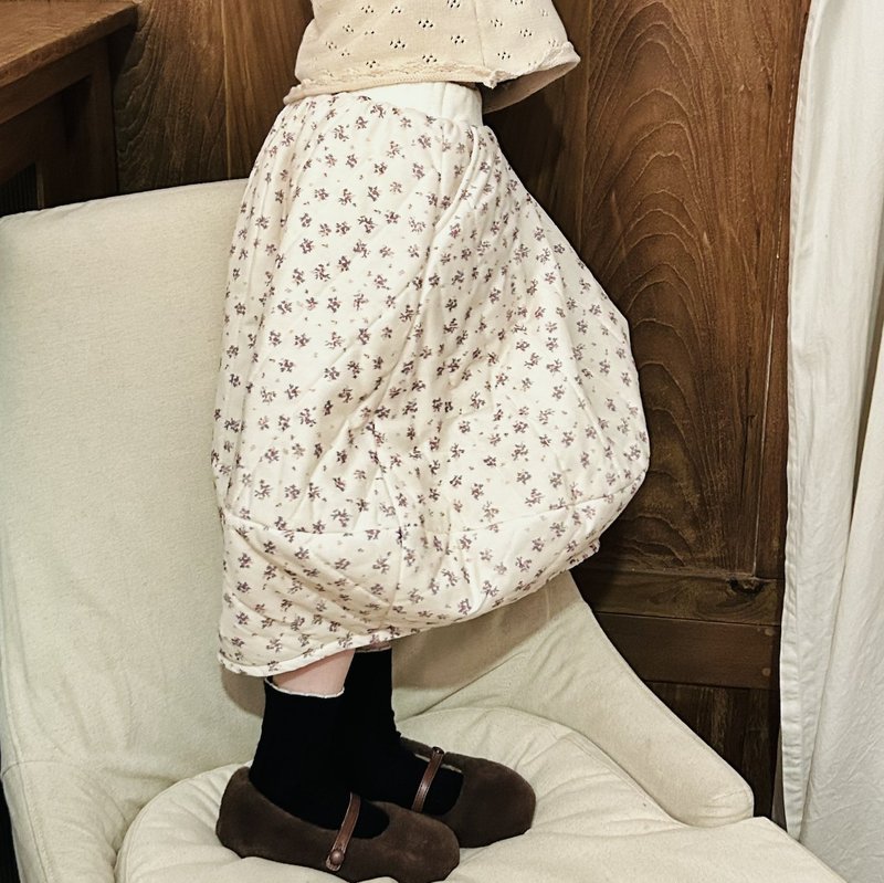 Small floral cotton winter skirt / skirt skirt children's clothing - Skirts - Other Materials White