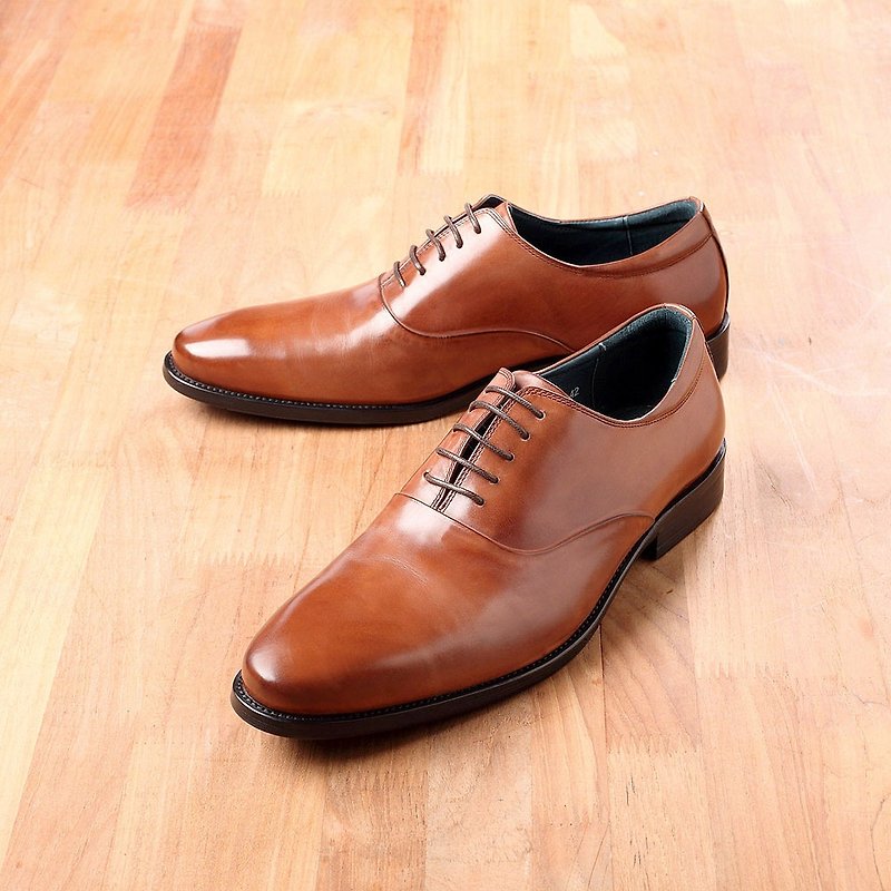 Vanger Minimalist Taste All Plain Oxford Shoes Va232 Brown - รองเท้าลำลองผู้ชาย - หนังแท้ สีนำ้ตาล
