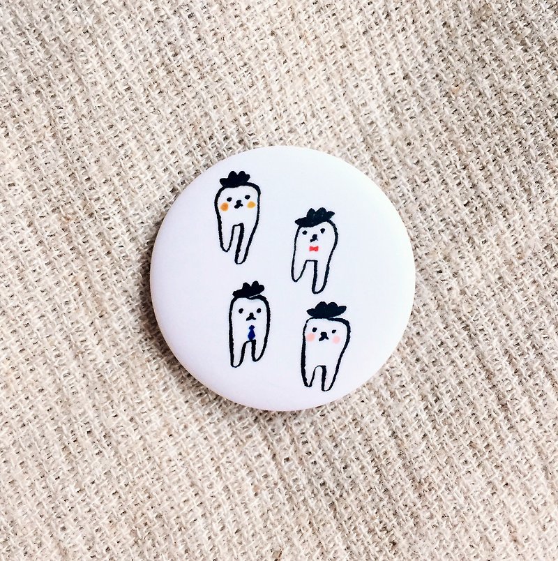 Four gentleman teeth matte badges - Badges & Pins - Plastic White