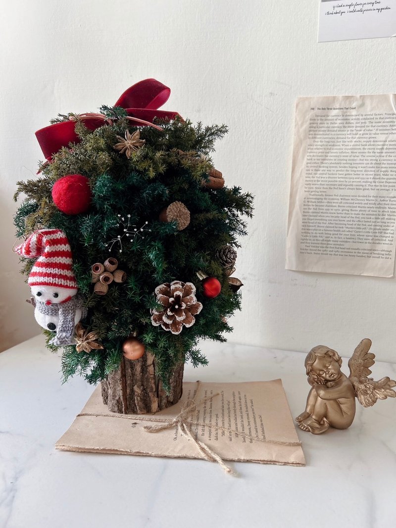 紅色雪人 不凋雪松聖誕樹 - 乾燥花/永生花 - 植物．花 紅色