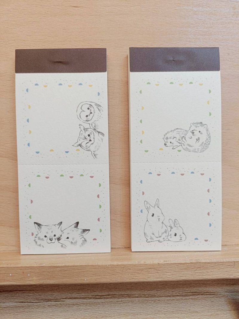 便籤本(貓頭鷹+狐狸/兔子+刺蝟)12.7X5.6CM/50PiC - 便條紙/便利貼 - 紙 多色