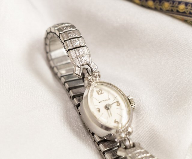 WITTNAUER アンティーク腕時計　14k ダイヤモンド　ホワイトゴールド