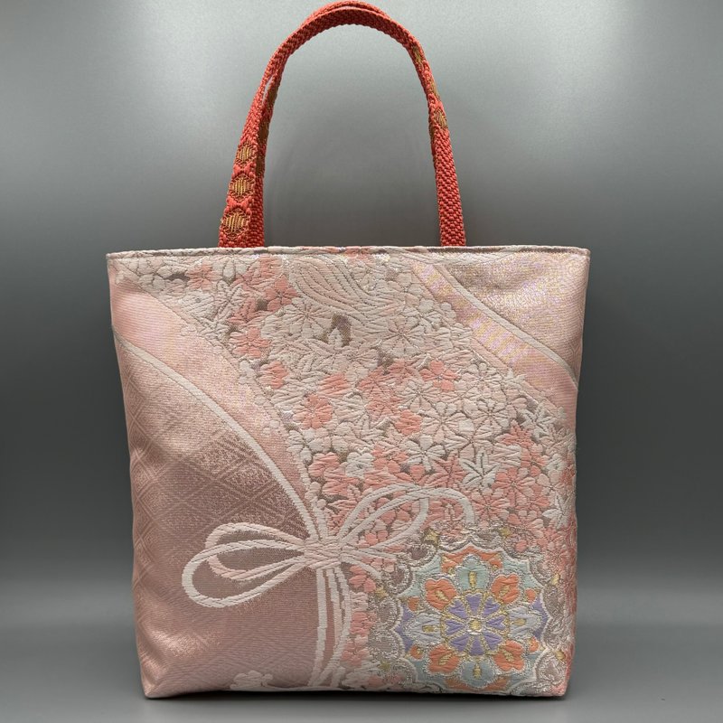 Kimono Obijime Remake Tote bag - Handbags & Totes - Silk Pink