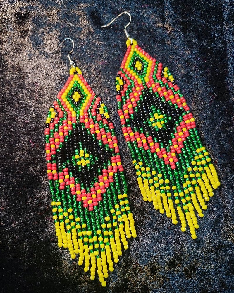 [Customized] Aboriginal/Handmade Beaded/Totem/All-match Earrings - Earrings & Clip-ons - Other Materials Multicolor
