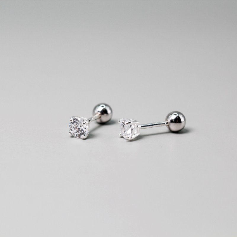 [SWS Jewelry] Simple Stone single diamond turn bead earrings basic diamond color temperament sterling silver