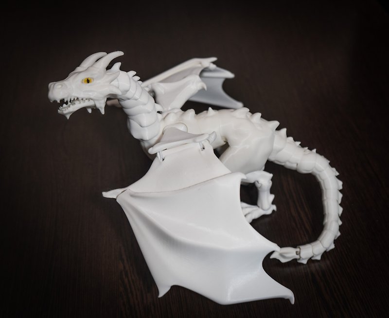 BJD Dragon | Articulated Dragon | Ball Jointed Dragon - 公仔模型 - 塑膠 白色