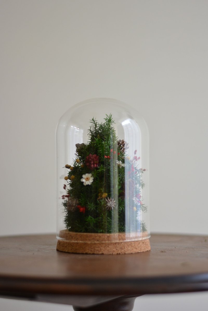 【Good Flower】Eternal Christmas Tree Glass Bell Jar - Dried Flowers & Bouquets - Plants & Flowers Multicolor