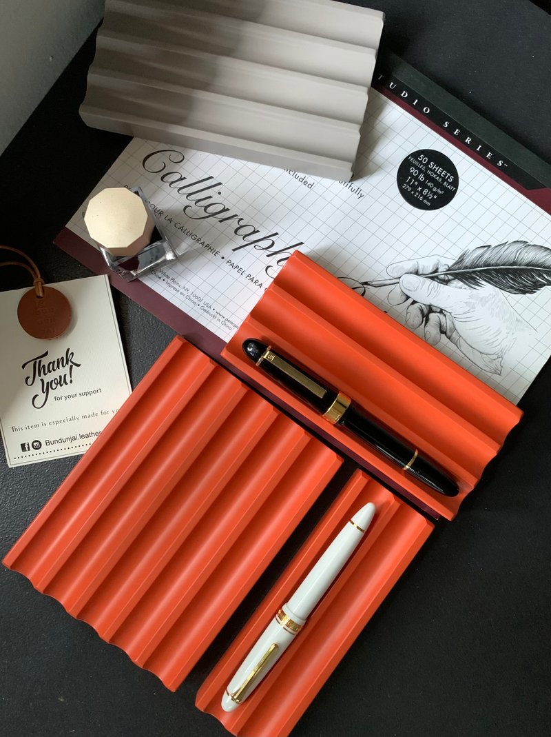 Wooden Pen Rest in Orange - Pen & Pencil Holders - Wood Orange