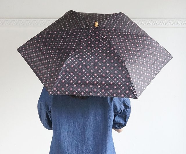 レトロ花柄折り畳み傘 竹ハンドル UVカット折りたたみ傘 retro flower レトロフラワー