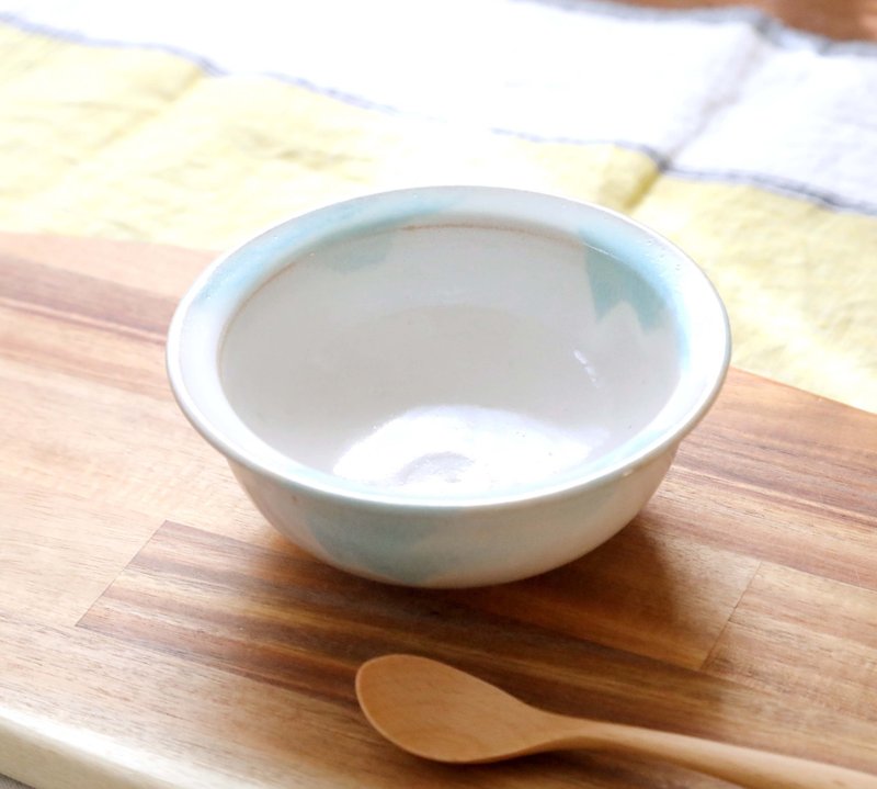 白釉圓碗 藍色點綴 1 - 碗 - 陶 白色