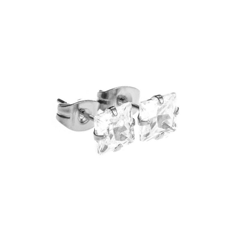 MISTER SQUARE STUD Earring Set-Silver - Earrings & Clip-ons - Gemstone Silver