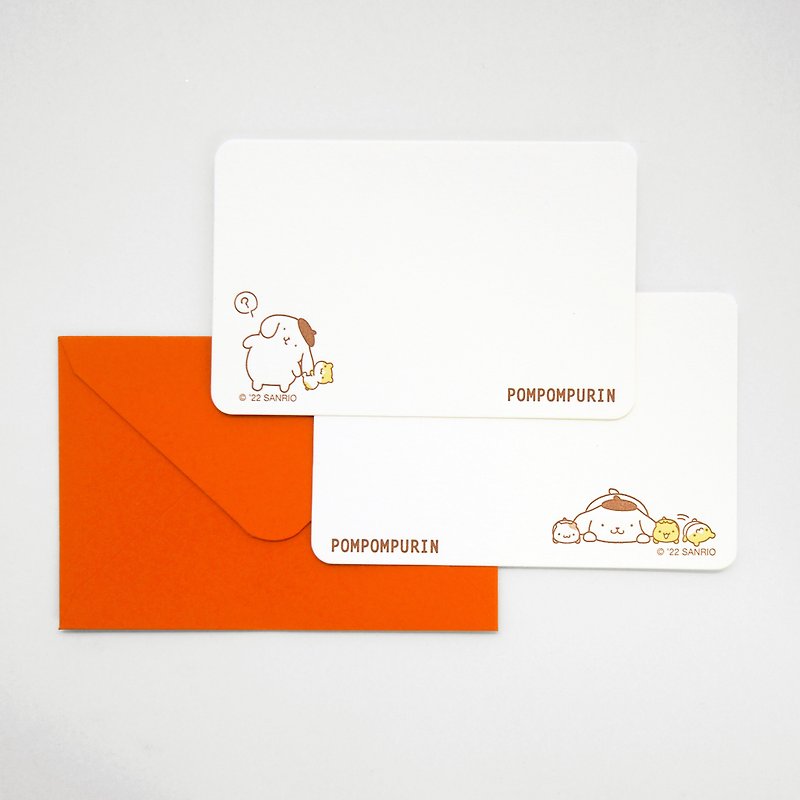 Sanrio letterpress mini card - PomPomPurin - set B - การ์ด/โปสการ์ด - กระดาษ สีส้ม