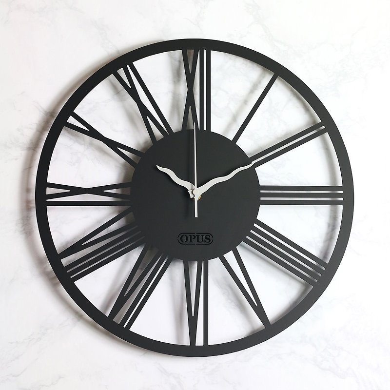 【OPUS Dongqi Metalworking】European Iron Mute Clock-New Roman Numerals (Black)/Wall Hanging/Industrial Style - Clocks - Other Metals Black