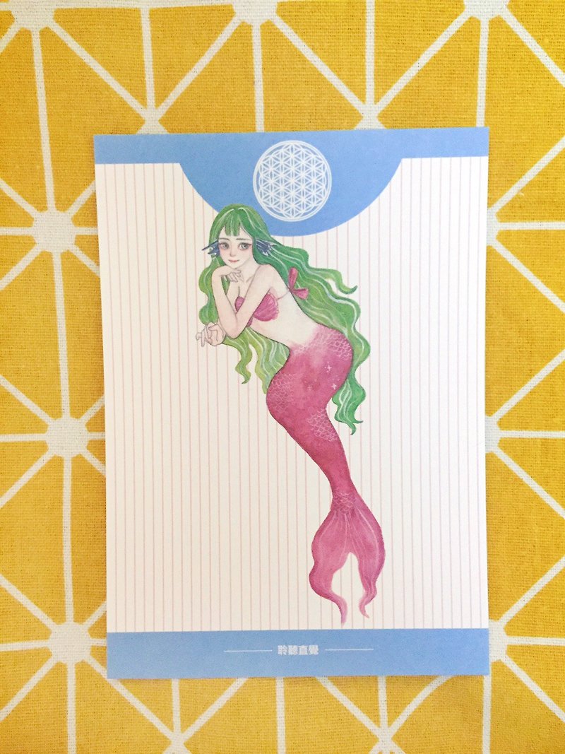 Mermaid belief blessing postcard - Listening to Intuition - การ์ด/โปสการ์ด - กระดาษ สีน้ำเงิน