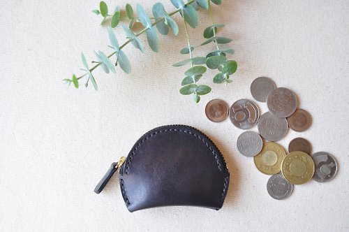 島嶼日常 shimanohi 弦月皮革零錢包-經典黑 / 拉鍊零錢包