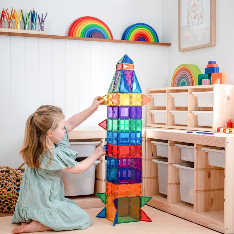 Australian Connetix Rainbow Magnetic Building Blocks-Advanced Creative Group (102pc) - Kids' Toys - Plastic 