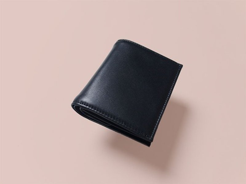 上質イタリアンレザー   小銭が取り出しやすい 軽量コンパクト財布 - Short Wallet - ブラック - - 財布 - 革 ブラック