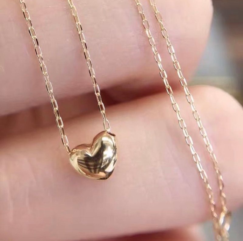 Made in Japan 18K gold-three-dimensional heart necklace Valentine's Day gift travel - สร้อยคอ - เครื่องประดับ สีทอง