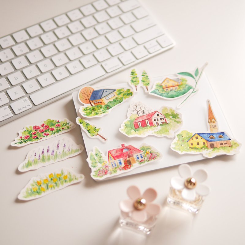 Watercolour European House Planner Stickers (WT-001) - Stickers - Paper Green