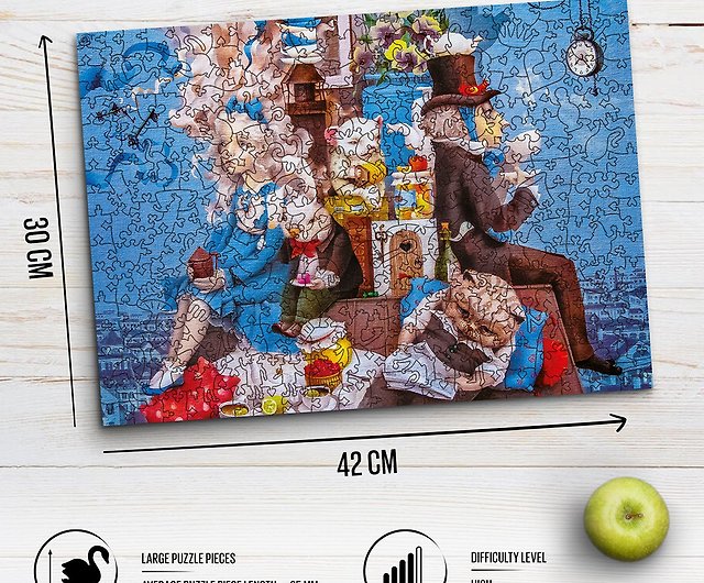 Mad Tea Party Puzzle DAVICI Wooden Jigsaw 350 pcs 300x420mm 