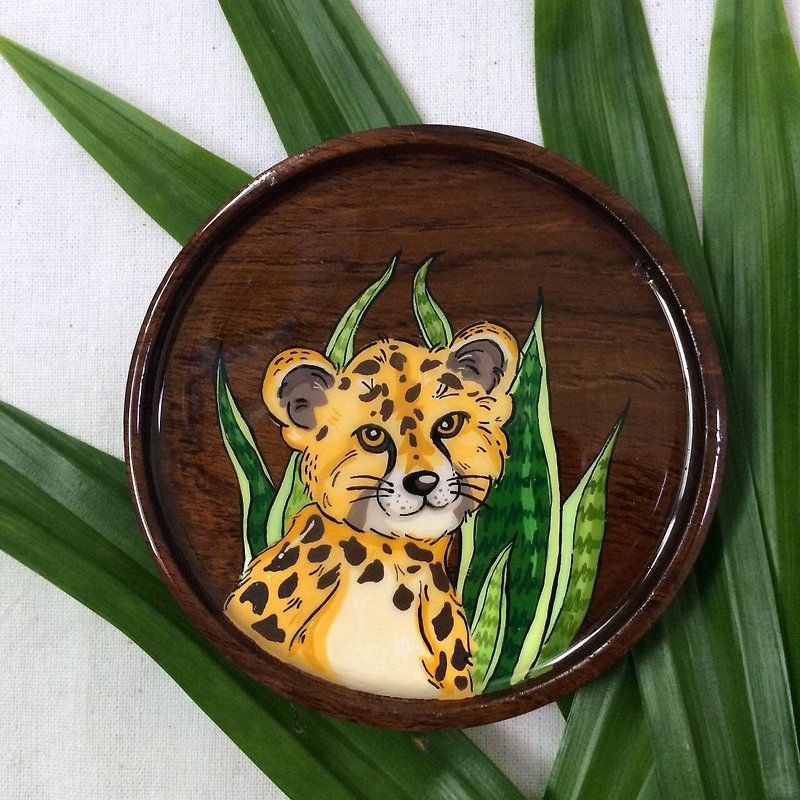 Wood Coasters Orange - Wooden coaster cheetah