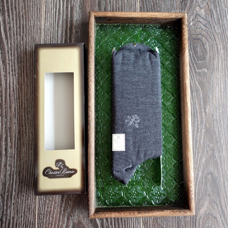 全新英國品牌Chester Barrie淺灰色男仕西裝襪子高級紳士古著首飾 - 紳士襪 - 棉．麻 灰色