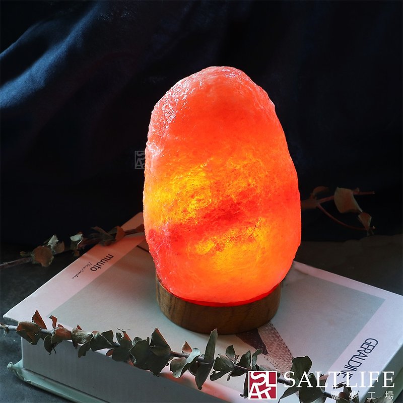 Ohara Mine Salt Lamp Log Base // Good magnetic field, positive energy, stable and open-minded - โคมไฟ - วัสดุอื่นๆ สีส้ม