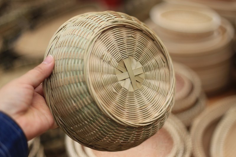 Bamboo weaving series | Traditional green leather bamboo basket drain basket | Sweets and fruit baskets and flower utensils | Handmade folk arts - Cookware - Bamboo 