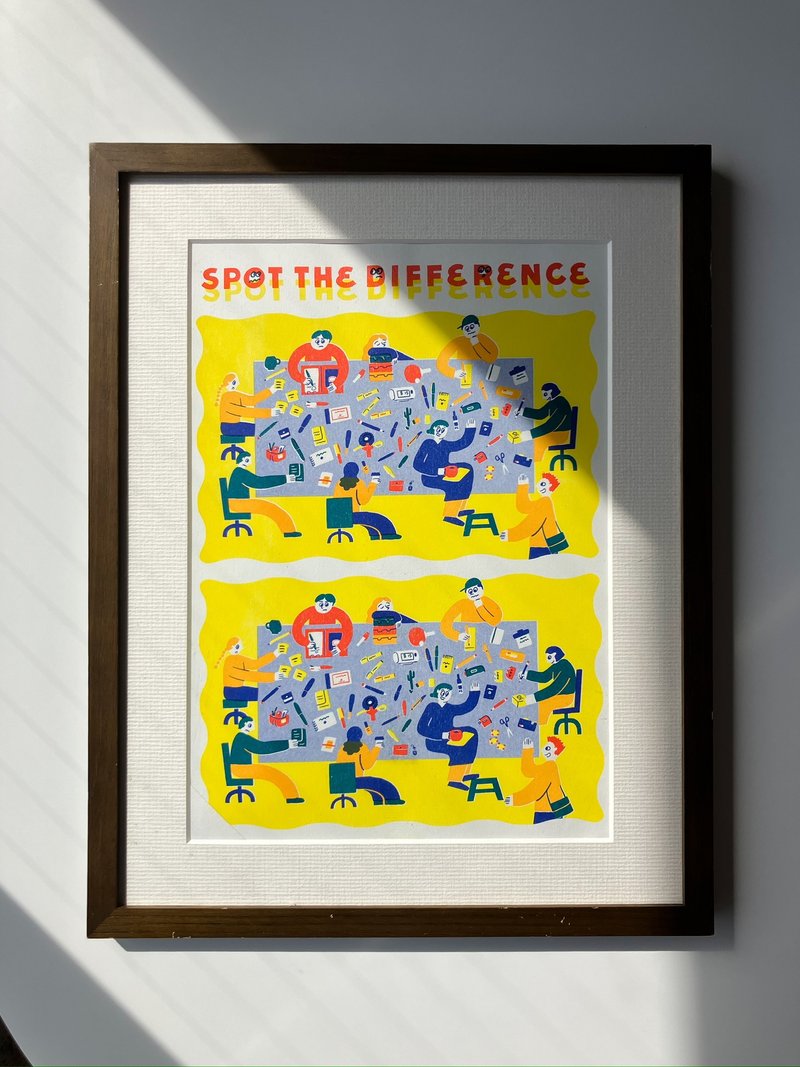 SPOT THE  DIFFERENCE A3ポスター - 海報/掛畫/掛布 - 紙 粉紅色