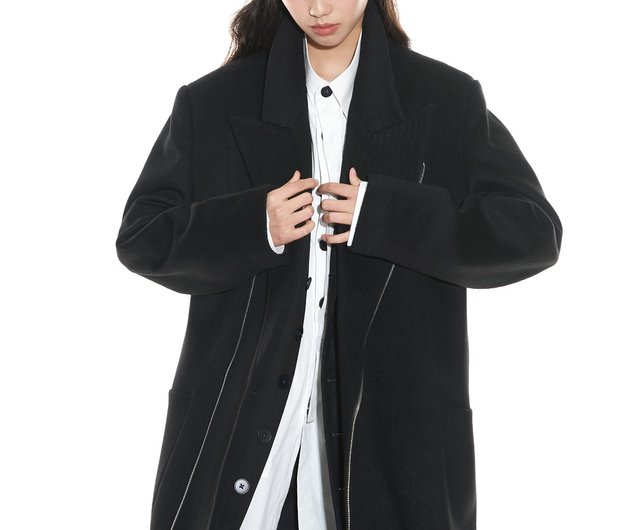 Wool velvet shoulder pad zipper coat for men and women autumn and