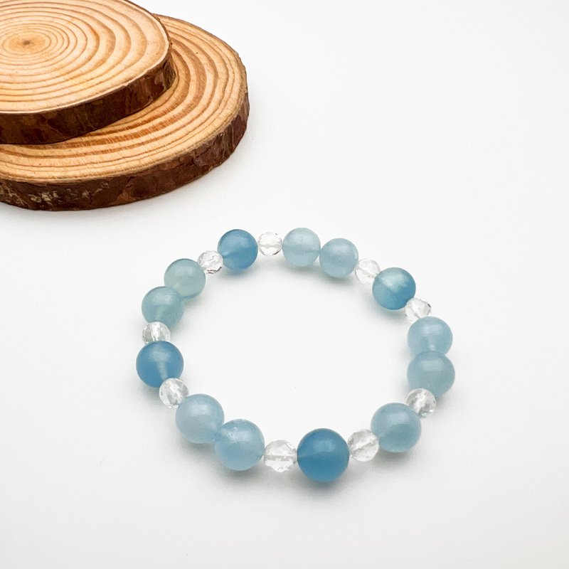 Blue Sky and Seaside | Aquamarine White Crystal Natural Stone Crystal Bracelet - Bracelets - Crystal Blue