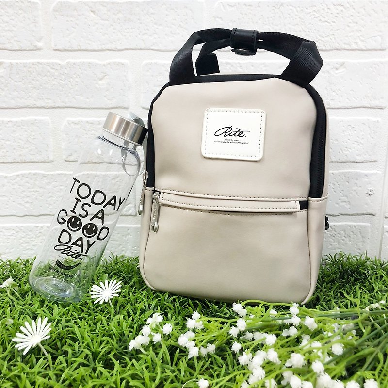 [Original price 880 listing limited discount now 200] Le Tour series - dual-use mini backpack - leather gray - กระเป๋าเป้สะพายหลัง - วัสดุกันนำ้ ขาว
