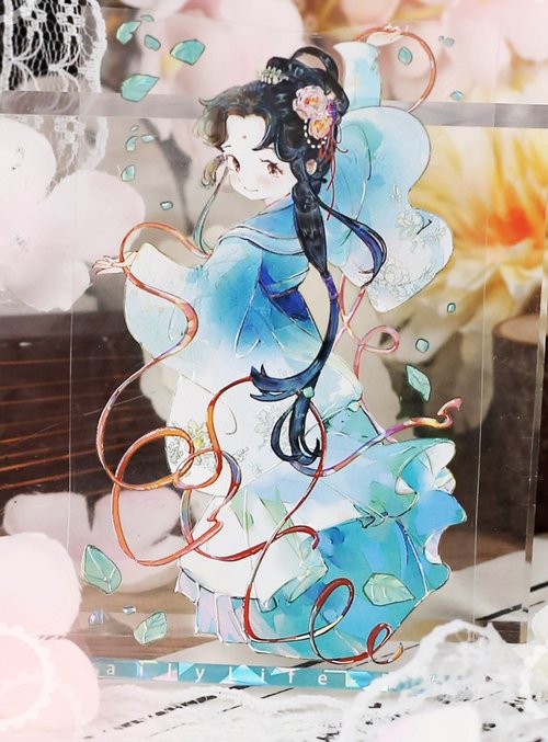 日々美術館 踏歌 古風音楽少女 PET 和紙膠帶 貝殼光 10米卷
