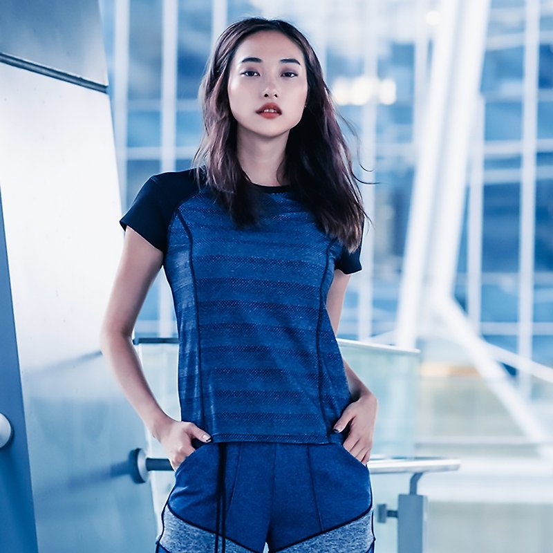 Crafted-Knit Polo - Women's Tops - Other Materials Blue