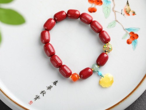 水墨 天然原礦硃砂精品紫金砂心經桶珠手鏈尺寸10mm左右 含量高達95%以
