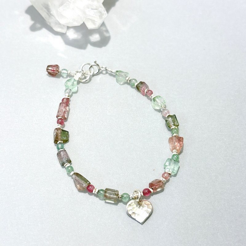 Ops Tourmaline Gemstone Lucky Unique Special Gift Colorful Sterling Silver - สร้อยข้อมือ - เครื่องเพชรพลอย หลากหลายสี