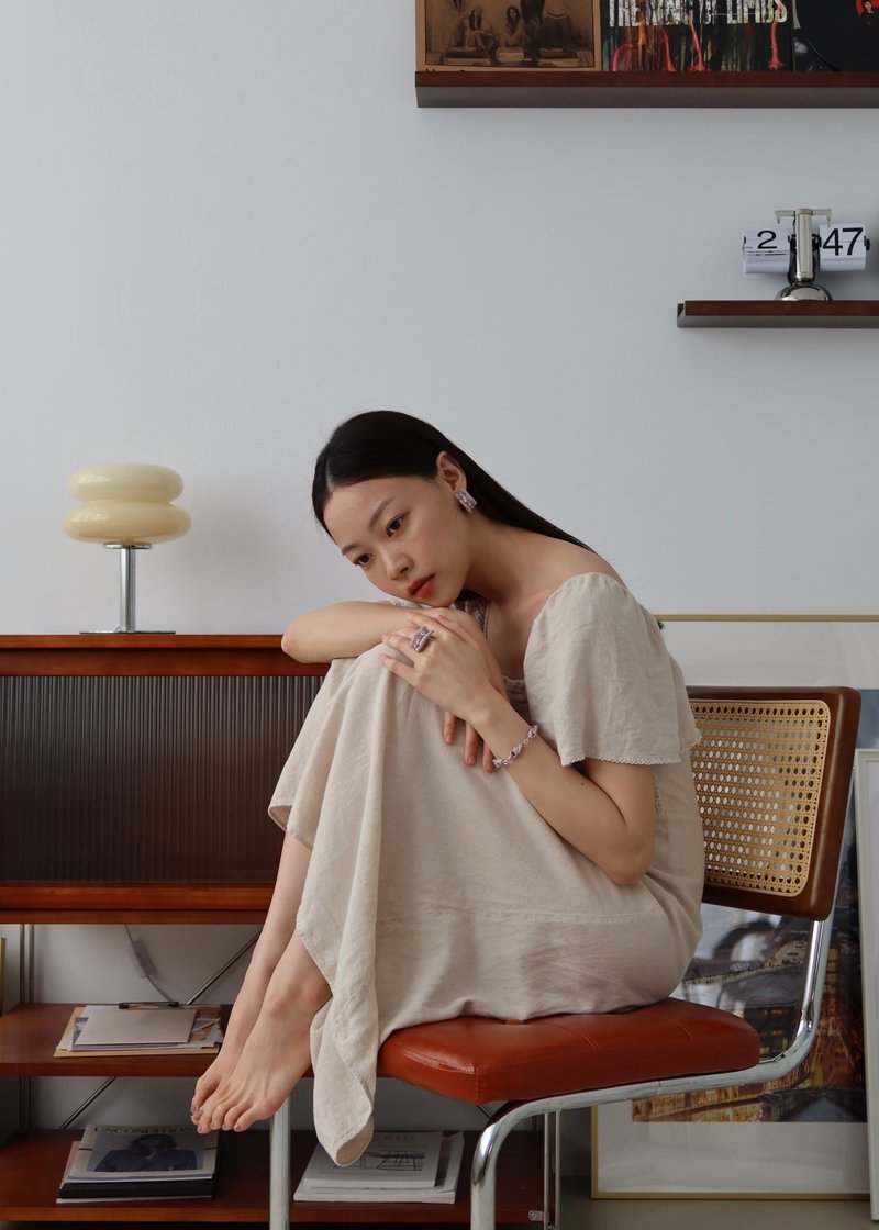 尼斯海濱漫步水晶耳環 - 耳環/耳夾/耳骨夾 - 樹脂 紫色