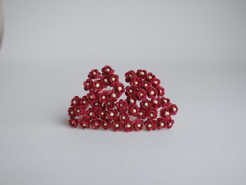 paper flower, supplies, 100 pcs. Canadian anemone, size 0.8 cm., dark red color - 其他 - 紙 紅色