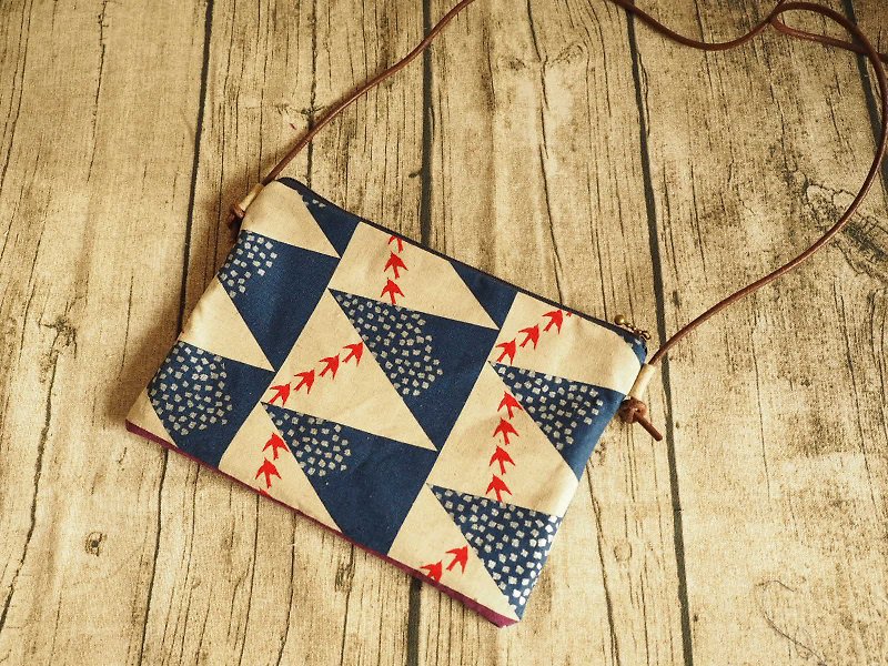 バッグ手縫いキャンバスバッグトッテナムサイドウィンドブルーグレー幾何学模様 - トート・ハンドバッグ - コットン・麻 ブルー