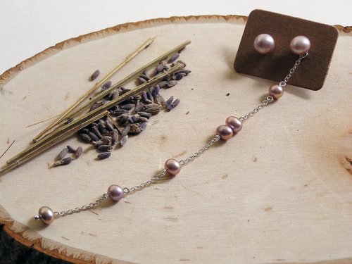 irisjjewellery 春日櫻花系列 925純銀 粉紫色淡水珍珠 耳環