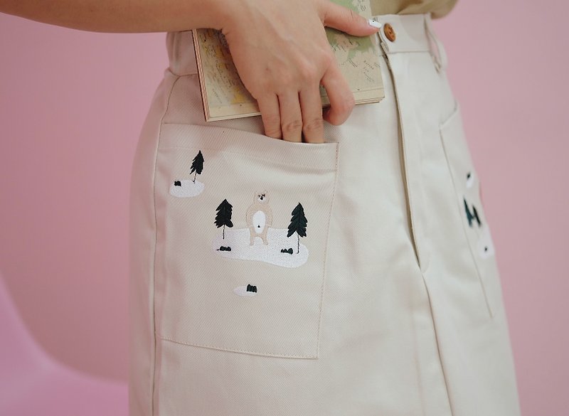 Mini Skirt : Cream - กระโปรง - ผ้าฝ้าย/ผ้าลินิน ขาว