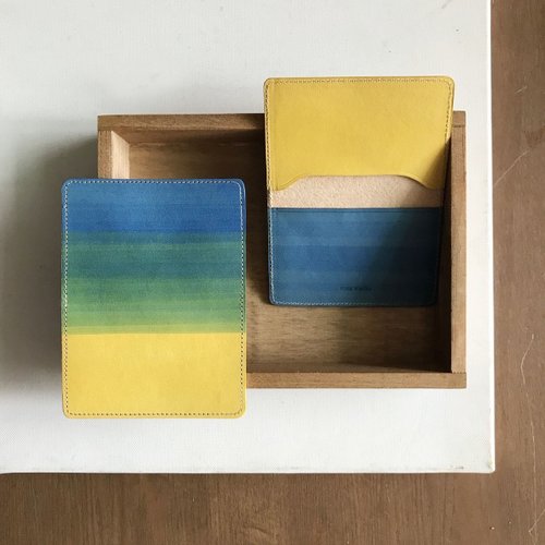 如是著物 信用卡夾 超薄極簡版 暖黃漸層天空藍 Card holder