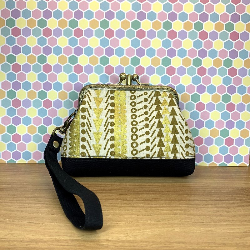 ブロンズの幾何学模様の親子のゴールドバッグ - 財布 - コットン・麻 ゴールド