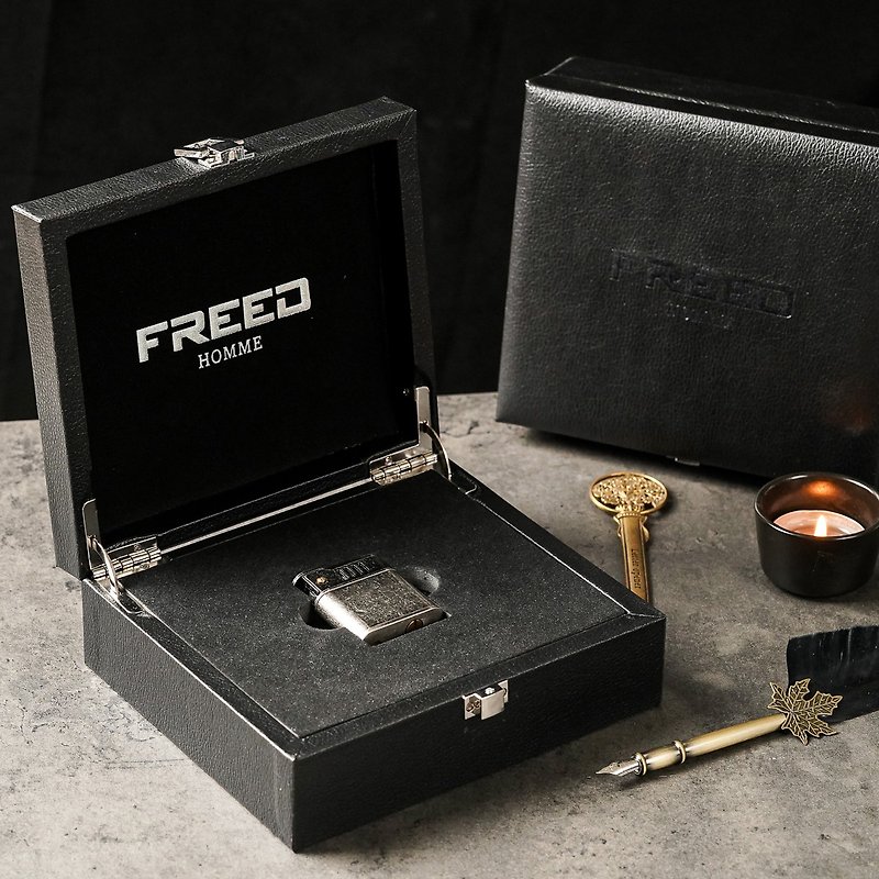 【FREED】Retro knurled antique kerosene lighter gift box customized gift with engraving for boys - อื่นๆ - โลหะ สีเทา