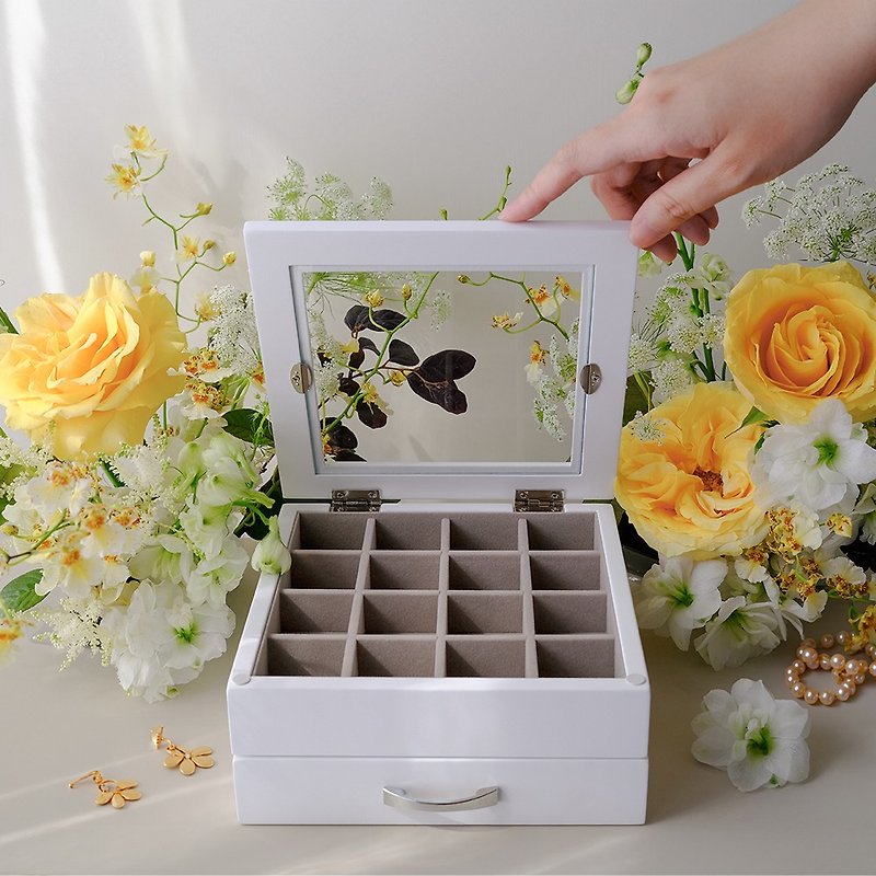 【Ms. box】Small American Country Style Wooden Jewelry Box/Ornament Box/Storage Box - กล่องเก็บของ - ไม้ ขาว