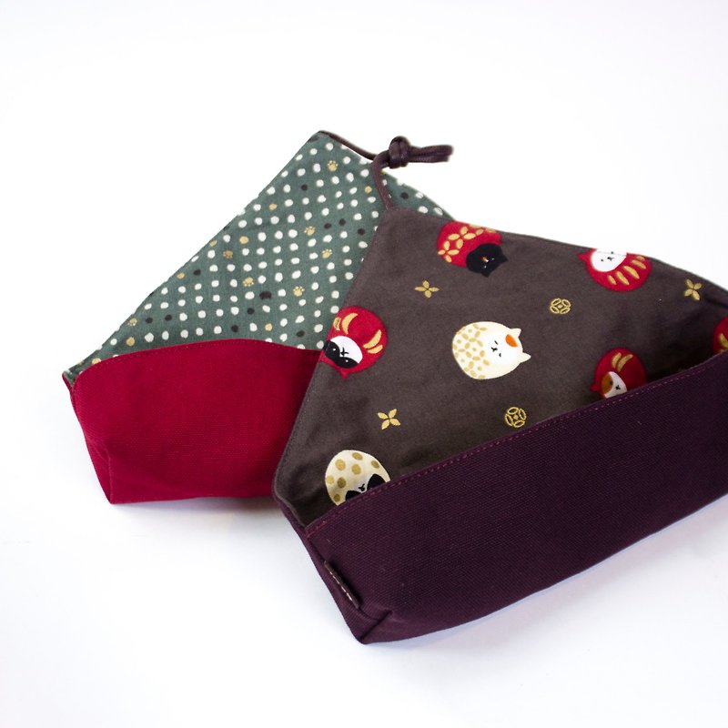 Chestnut head pencil case / tableware bag - กล่องดินสอ/ถุงดินสอ - ผ้าฝ้าย/ผ้าลินิน สีแดง